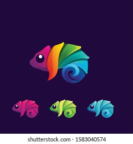 Chameleon modern logo colorful vector