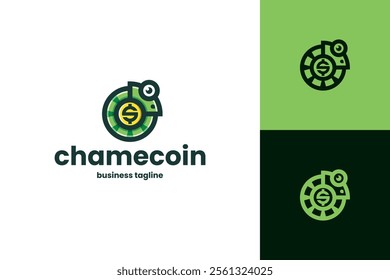 chameleon money vector logo design