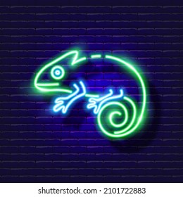 Chameleon neon icon. Vector illustration for design, website, pet shop, veterinary clinic. Veterinary medicine concept.