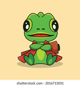 Chameleon ninja mascot character logo design vector illustration