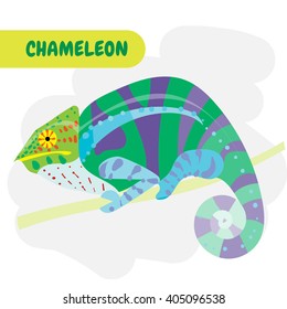 Chameleon on a tree branch.