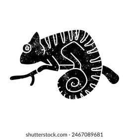 Chameleon on tree branch icon