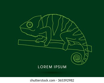 Chameleon outline graphic vector.