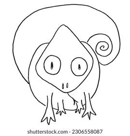 Chameleon outline illustration image. 
Hand drawn image artwork of chameleon. 
Simple cute original logo.
Hand drawn vector illustration for posters, cards, t-shirts.