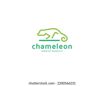 Chameleon Outline Logo Design Illustration