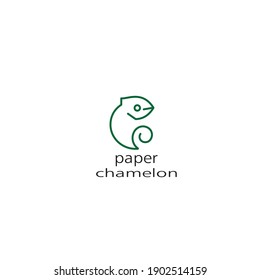 Chameleon paper logo vector icon illustration outline template