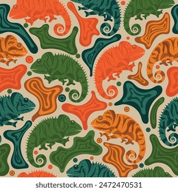 chameleon pattern in flat vector,background,wrapper,fabric,cover,wallpaper,etc