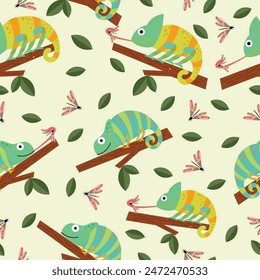 chameleon pattern in flat vector,background,wrapper,fabric,cover,wallpaper,etc