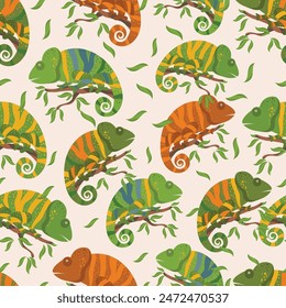 chameleon pattern in flat vector,background,wrapper,fabric,cover,wallpaper,etc