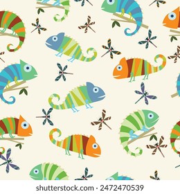 chameleon pattern in flat vector,background,wrapper,fabric,cover,wallpaper,etc