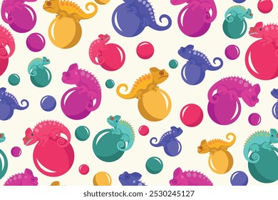 chameleon pattern in flat vector,background,wrapper,fabric,cover,wallpaper,etc
