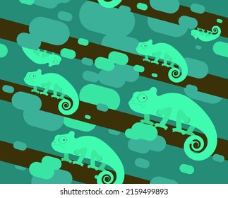 Chameleon pattern seamless. cartoon Reptile background. Baby fabric texture