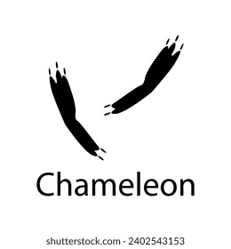 Chameleon-Pfoten-Druck schwarz einzeln auf weißem Hintergrund .afrikanische Tiervektorgrafik, Wildtier-Doodle-Stil für verschiedene Design-Anwendungen , Buch, Banner , Flayer oder Stoffmuster.