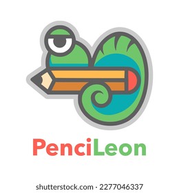 Chameleon pencil design logo simple 