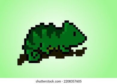 Chameleon pixel art design for character icon