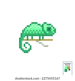 chameleon pixel icon. Pixel art. Old school computer graphic. 8 bit video game. Game assets 8-bit sprite.