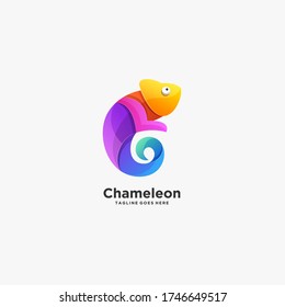 Chameleon Pose Colorful Logo Illustration Vector.
