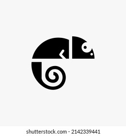Chameleon, reptile, black silhouette vector symbol design