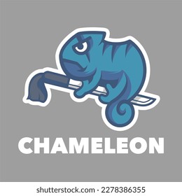 Chameleon samurai cartoon simple design