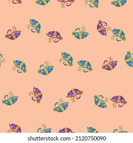 Chameleon seamless pattern. Background of tropical lizard. Repeated texture in doodle style for fabric, wrapping paper, wallpaper, tissue. Vector illustration.