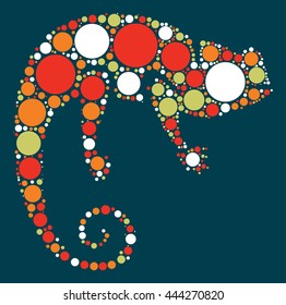 chameleon shape vector design by color point