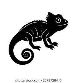 chameleon silhouette animal illustration isolated on white background.	