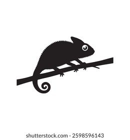 chameleon silhouette image in white background.