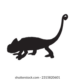 chameleon silhouette set collection isolated black on white background vector illustration