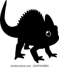 Camaleão Silhueta Vetor Lagarto Réptil Clipart em Preto