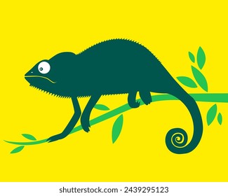Chameleon silhouettes icon. Animal. Vector