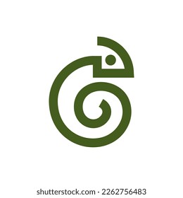 Chameleon simple line icon logo vector design. Chameleon reptile vector in abstract outline Illustration