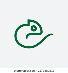 Chameleon simple line icon logo vector design. Chameleon reptile vector in abstract outline Illustration