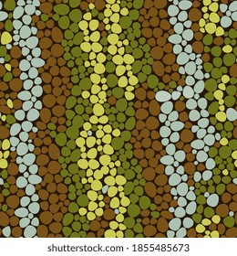 Chameleon skin abstract seamless pattern. Background with multi-colored circles. snake skin, camouflage. For design of clothes, fabrics, wrappers, packaging