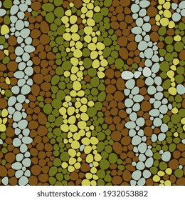 Chameleon skin abstract seamless pattern. Background with multi-colored circles. snake skin, camouflage. For design of clothes, fabrics, wrappers, packaging