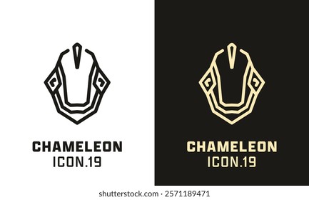 Chameleon stylized head geometric line icon