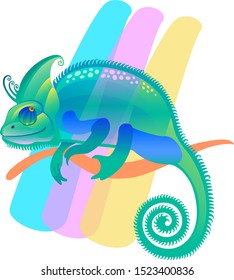 Chameleon. The stylized image. Vector graphics.