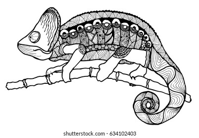 chameleon tattoo. lizard Doodle. zentangle