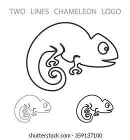 Chameleon. Two Lines Logo. Minimalism Style Logotype. Vector.
