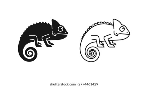 Chameleon Vector Art Designs - Unique Black White Illustrations Vector