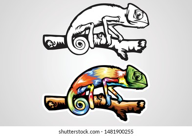 CHAMELEON VECTOR ART HAND MADE DESIGN
