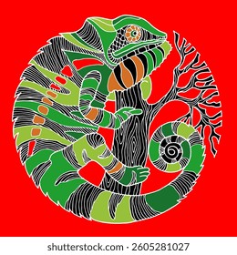 Chameleon vector illustration color and lines