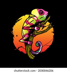 chameleon vector Illustration. Suitable for t shirt, print and apparel