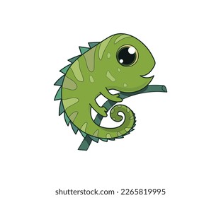 Icono de color aislado del vector de camaleón. Icono del vector animal de camaleón. Icono de Chameleon
