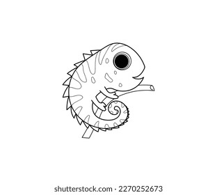 Icono de contorno aislado del vector Chameleon. Icono del vector animal de camaleón. Icono de Chameleon 