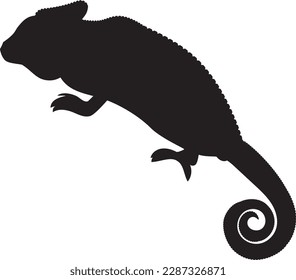 chameleon vector silhouette black one