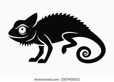 chameleon vector silhouettes white background