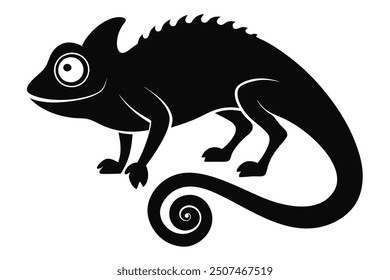 Chameleon vector silhouettes, white background