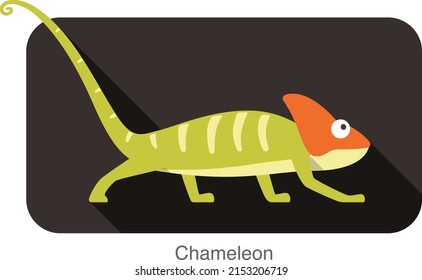 Chameleon walking in black background  vector illustration