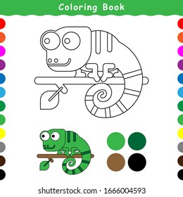 the chameleon is walking on a branch, a coloring book