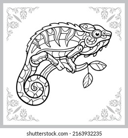 chameleon zentangle arts. isolated on white background.